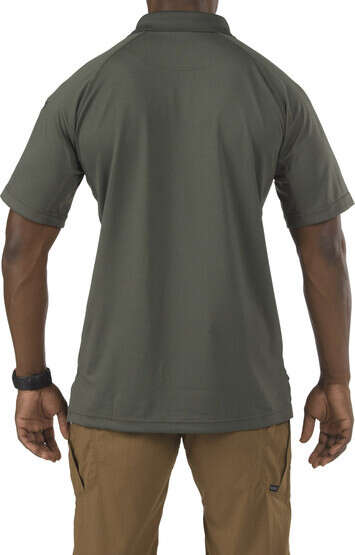 5.11 Tactical Performance Short Sleeve Polo in TDU green, rear view